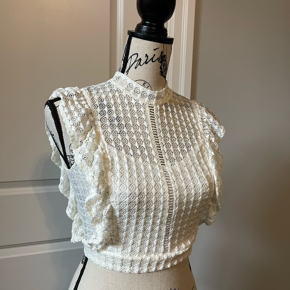 Forever 21 Crochet Crop Tie-Up Open Back Top
